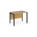 Dams Maestro 25 600mm deep straight desk with oak finish and bench leg, ideal for modern office workspace.