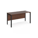 Dams Maestro 25 600mm deep straight desk in walnut with bench leg, featuring a modern office workspace with clean lines.