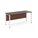 Dams Maestro 25 600mm deep straight desk with bench leg in walnut finish, showing the workspace and sturdy frame.