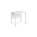 Dams Maestro 25 600mm deep straight desk with bench leg in white, featuring a spacious work surface and sturdy design.