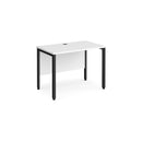Dams Maestro 25 600mm deep straight desk with bench leg in white, featuring a sleek surface and sturdy construction.
