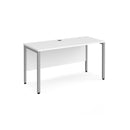 Dams Maestro 25 600mm deep straight desk with bench leg in white, featuring a spacious work surface and sturdy construction.