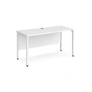 White Maestro 25 600mm deep straight desk with bench leg by Dams, showing the sleek modern design and sturdy construction.
