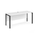 White Maestro 25 600mm deep straight desk with bench leg by Dams, showing a modern office workspace with clean design.