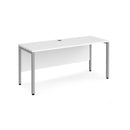 Dams Maestro 25 600mm deep straight desk with bench legs in white, featuring a sleek, modern office workspace design.