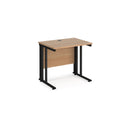 Dams Maestro 25 600mm deep straight desk with cable-managed beech finish and sturdy legs, ideal for modern office spaces.