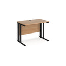 Dams Maestro 25 600mm deep straight desk with cable-managed beech legs and surface, ideal for office workspace.