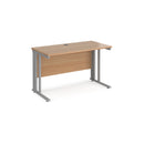 Dams Maestro 25 600mm deep straight desk with cable-managed beech finish and sturdy leg design.