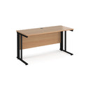 Dams Maestro 25 600mm deep straight beech desk with cable-managed leg, featuring a sleek modern design and sturdy construction.