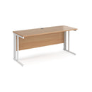 Dams Maestro 25 600mm deep straight desk with cable-managed beech finish and sturdy leg design.