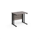 Dams Maestro 25 600mm deep straight desk in Grey Oak with cable-managed legs, modern office furniture for workspace organization.