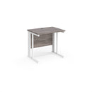 Dams Maestro 25 600mm deep straight desk in grey oak with cable-managed legs, modern office workspace furniture