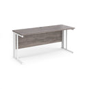 Dams Maestro 25 600mm deep straight desk with cable-managed grey oak leg and surface, modern office furniture.