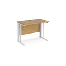 Dams Maestro 25 600mm deep straight desk in oak with cable-managed leg, sturdy and modern office furniture design
