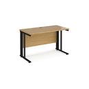 Dams Maestro 25 600mm deep straight oak desk with cable managed legs, featuring a modern design and spacious workspace