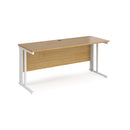 Dams Maestro 25 600mm deep straight desk in oak with cable managed legs, modern office furniture design