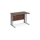 Dams Maestro 25 600mm deep straight walnut desk with cable-managed leg, showcasing a sleek modern office workspace.