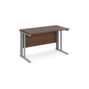 Dams Maestro 25 600mm deep straight walnut desk with cable-managed leg and modern design.
