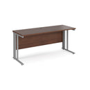 Dams Maestro 25 600mm deep straight desk with walnut finish and cable-managed legs, ideal for modern office spaces.