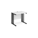 Dams Maestro 25 600mm deep straight white desk with cable-managed leg, showcasing a clean, modern workspace setup.