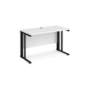 Dams Maestro 25 600mm deep straight desk in white with cable-managed leg and smooth surface, ideal for office use