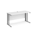 Dams Maestro 25 600mm deep straight white desk with cable managed legs, ideal for office or workspace setup