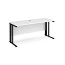 White Dams Maestro 25 600mm deep straight desk with cable-managed leg, showcasing a sleek, modern office workspace.