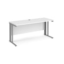 Dams Maestro 25 600mm deep white straight desk with cable-managed legs, modern office furniture for workspace organization