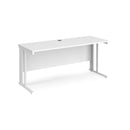 White Maestro 25 600mm deep straight desk by Dams with cable-managed leg and modern design.