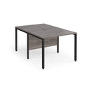Dams Maestro 25 800mm deep back-to-back straight desks with bench legs in grey oak finish, ideal for office workspace setup.