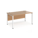 Dams Maestro 25 800mm deep straight desk with bench leg in beech finish, featuring a spacious work surface and sturdy construction.
