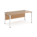 Dams Maestro 25 800mm deep straight desk with bench leg in beech wood finish, showing clean, modern workspace design