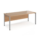 Dams Maestro 25 800mm deep straight desk with bench leg in beech wood finish, showing clean modern design and sturdy construction.