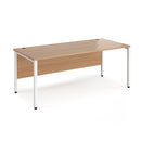 Dams Maestro 25 800mm deep straight desk with bench leg in beech wood finish, showcasing clean lines and sturdy construction.