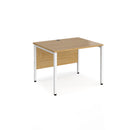 Dams Maestro 25 800mm deep straight oak desk with bench leg, showing the clean, modern design and sturdy construction.