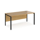 Dams Maestro 25 800mm deep straight desk with bench leg in oak finish, showing sleek wood surface and sturdy metal frame.