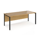 Dams Maestro 25 800mm deep straight oak desk with bench leg, showing clean wood surface and sturdy construction.