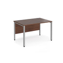 Dams Maestro 25 800mm deep straight desk with walnut finish and bench leg, featuring a sleek modern design.