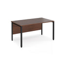 Dams Maestro 25 800mm deep straight desk with walnut finish and bench leg, showing the sleek tabletop and sturdy design.