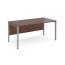 Dams Maestro 25 800mm deep straight desk with walnut finish and bench leg, showcasing a modern office workspace design.