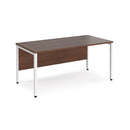 Dams Maestro 25 800mm deep straight desk with bench legs in walnut finish, featuring a spacious workspace and sleek design