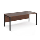 Dams Maestro 25 800mm deep straight desk with walnut finish and bench leg, showcasing a sleek office workspace setup.