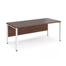 Dams Maestro 25 800mm deep straight desk with walnut finish and bench leg, featuring a modern, spacious workspace design.