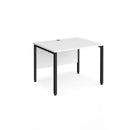 Dams Maestro 25 800mm deep straight desk with bench leg in white, showing a sleek office workspace with sturdy construction