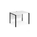 Dams Maestro 25 800mm deep straight desk with bench leg in white, showing the clean, modern design and sturdy construction.