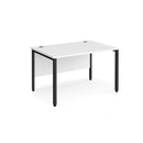 White Maestro 25 800mm deep straight desk with bench leg by Dams, showing smooth surface and sturdy metal frame.