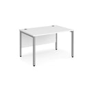 Dams Maestro 25 800mm deep straight desk with bench leg in white, featuring a spacious work surface and sturdy construction.