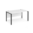 Dams Maestro 25 white 800mm deep straight desk with bench leg, showing clean design and sturdy construction.