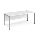 White Maestro 25 800mm deep straight desk with bench leg by Dams, showing a modern office workspace with clean lines.