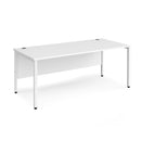 White Maestro 25 800mm deep straight desk with bench leg by Dams, showing a modern office workspace with clean lines.